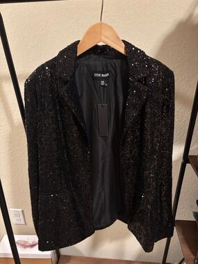 Steve Madden Black Sequin Blazer Jacket - Sparkle Evening Blazer